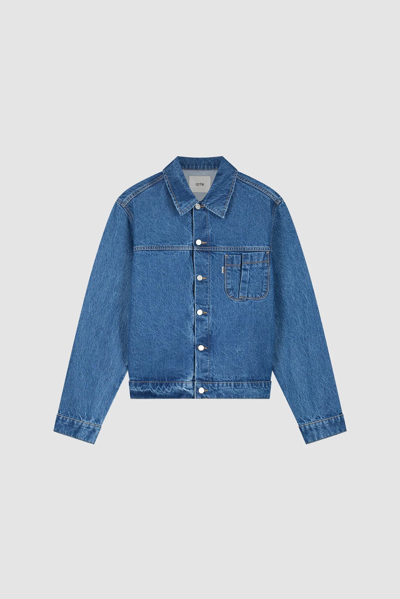 Fold Pocket Denim Jacket Denim Blue