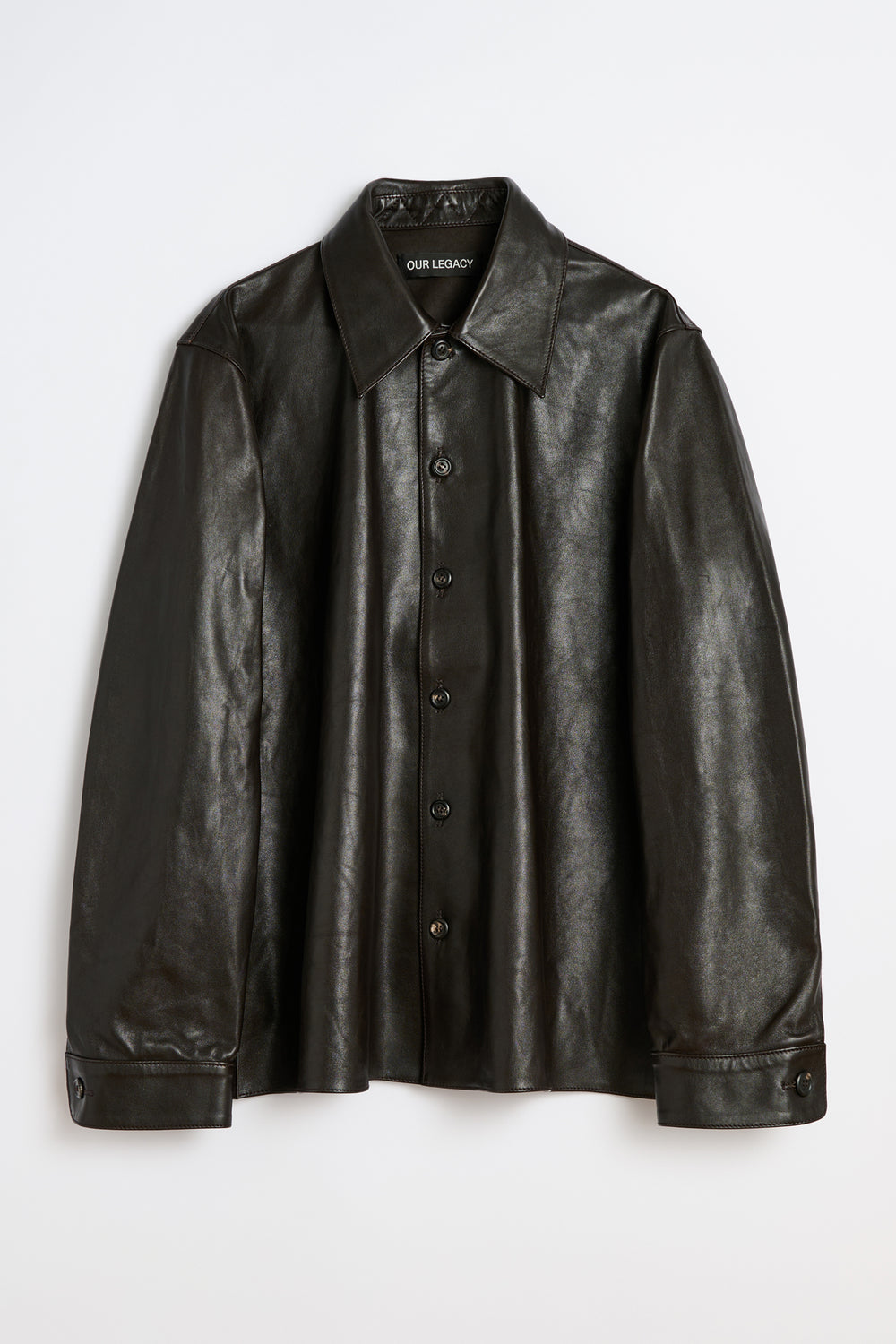 OUR LEGACY WELDING SHIRT Umber Brown Fluid Calfskin