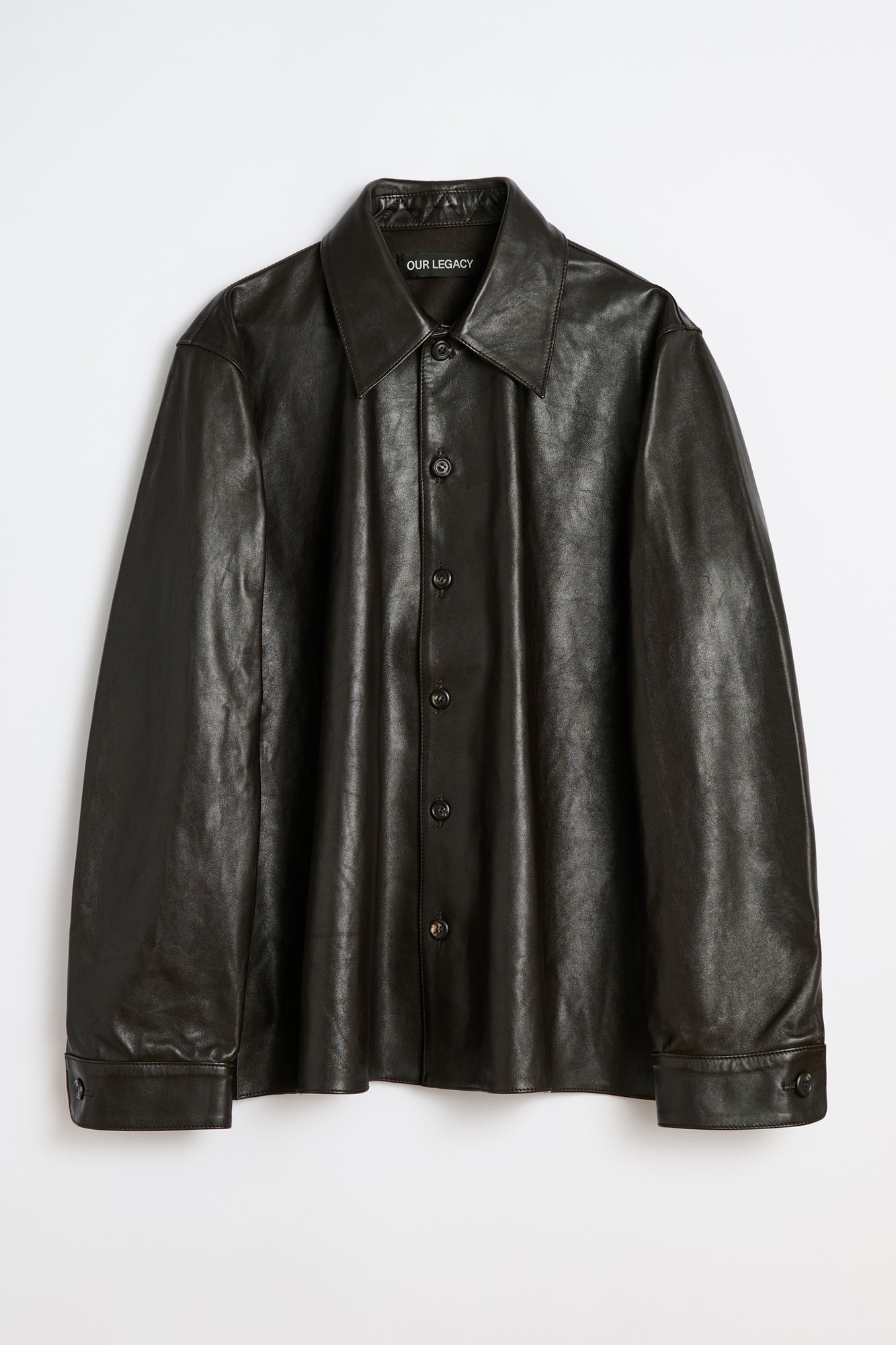 OUR LEGACY WELDING SHIRT Umber Brown Fluid Calfskin