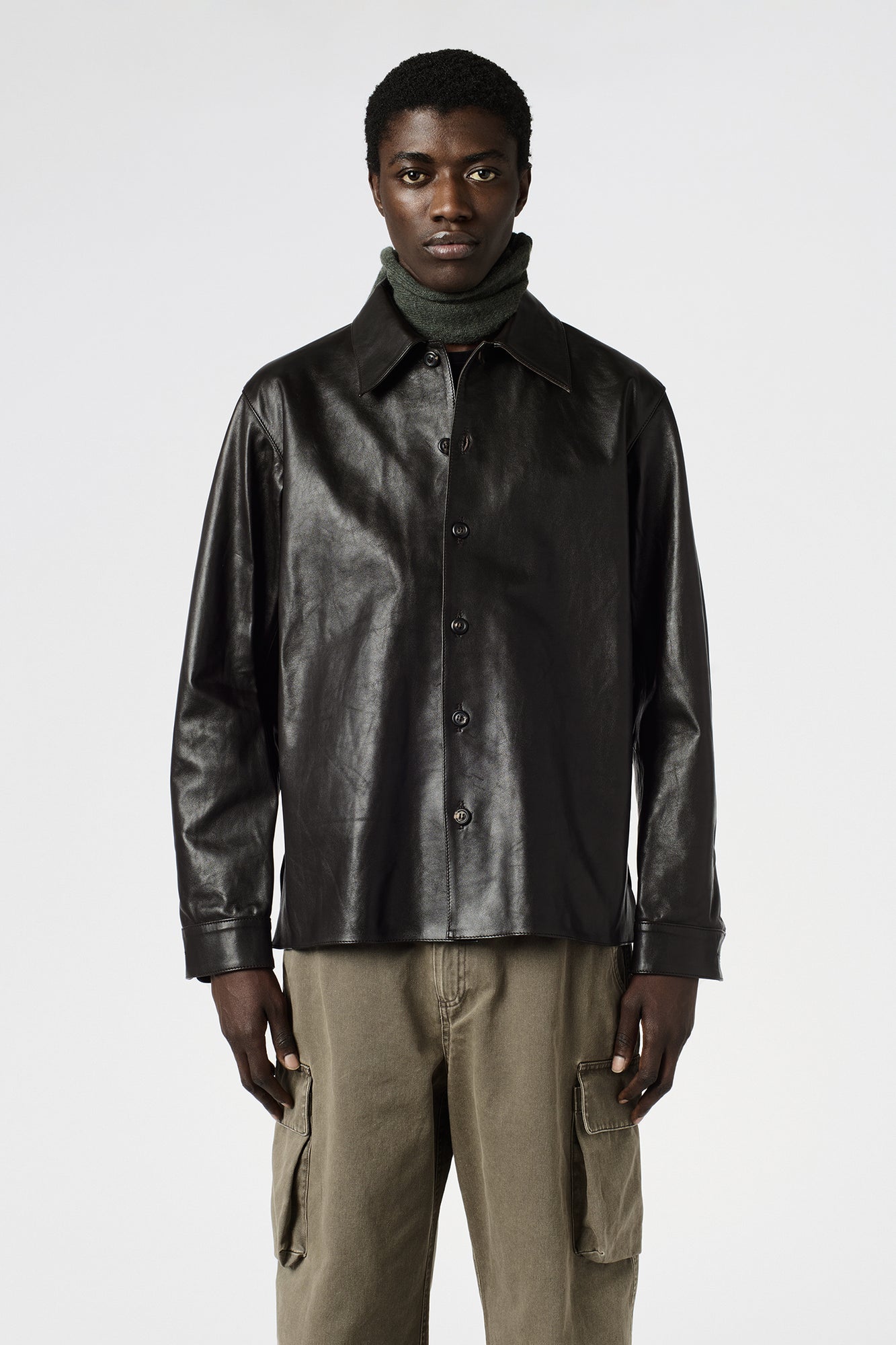 OUR LEGACY WELDING SHIRT Umber Brown Fluid Calfskin