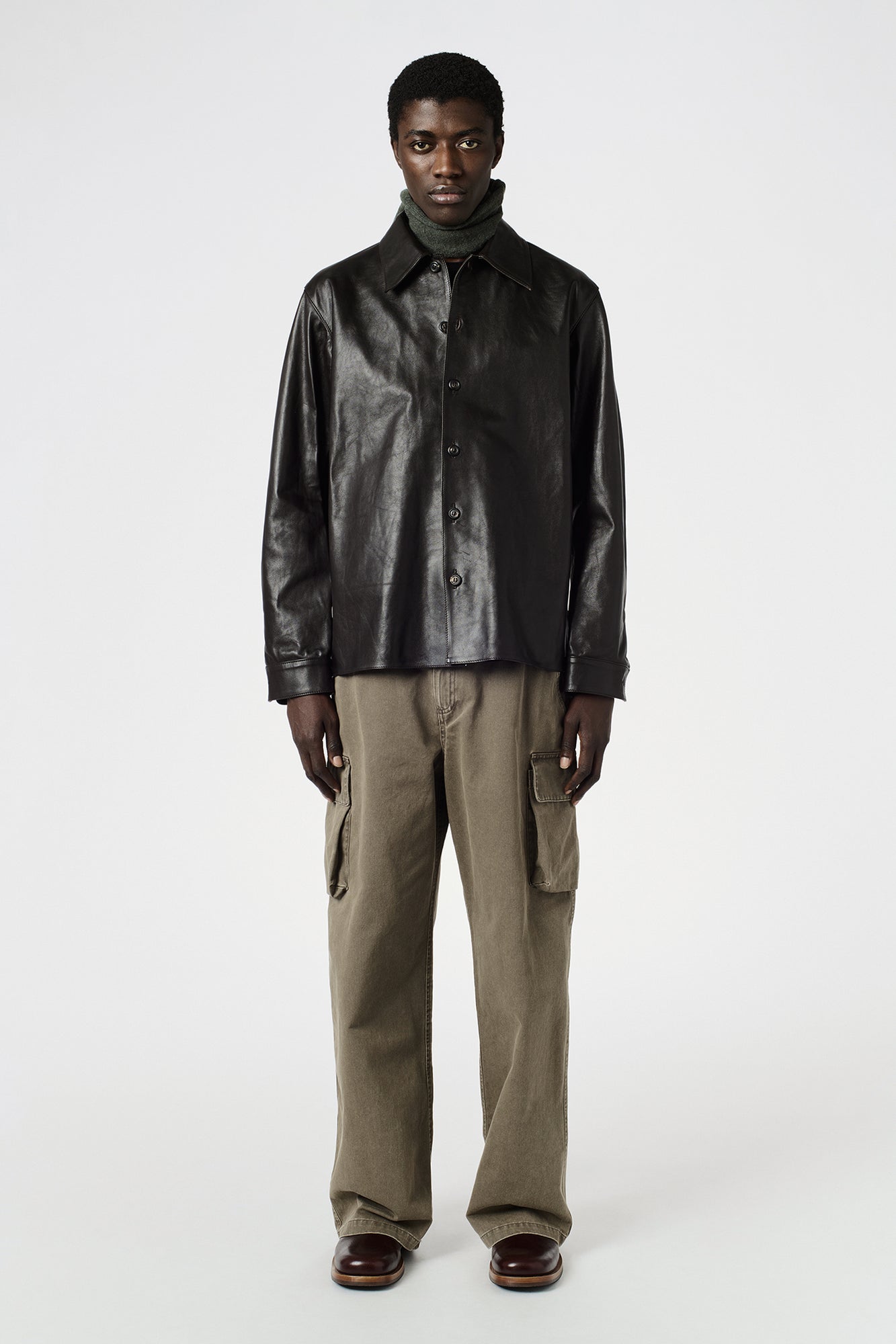 OUR LEGACY WELDING SHIRT Umber Brown Fluid Calfskin