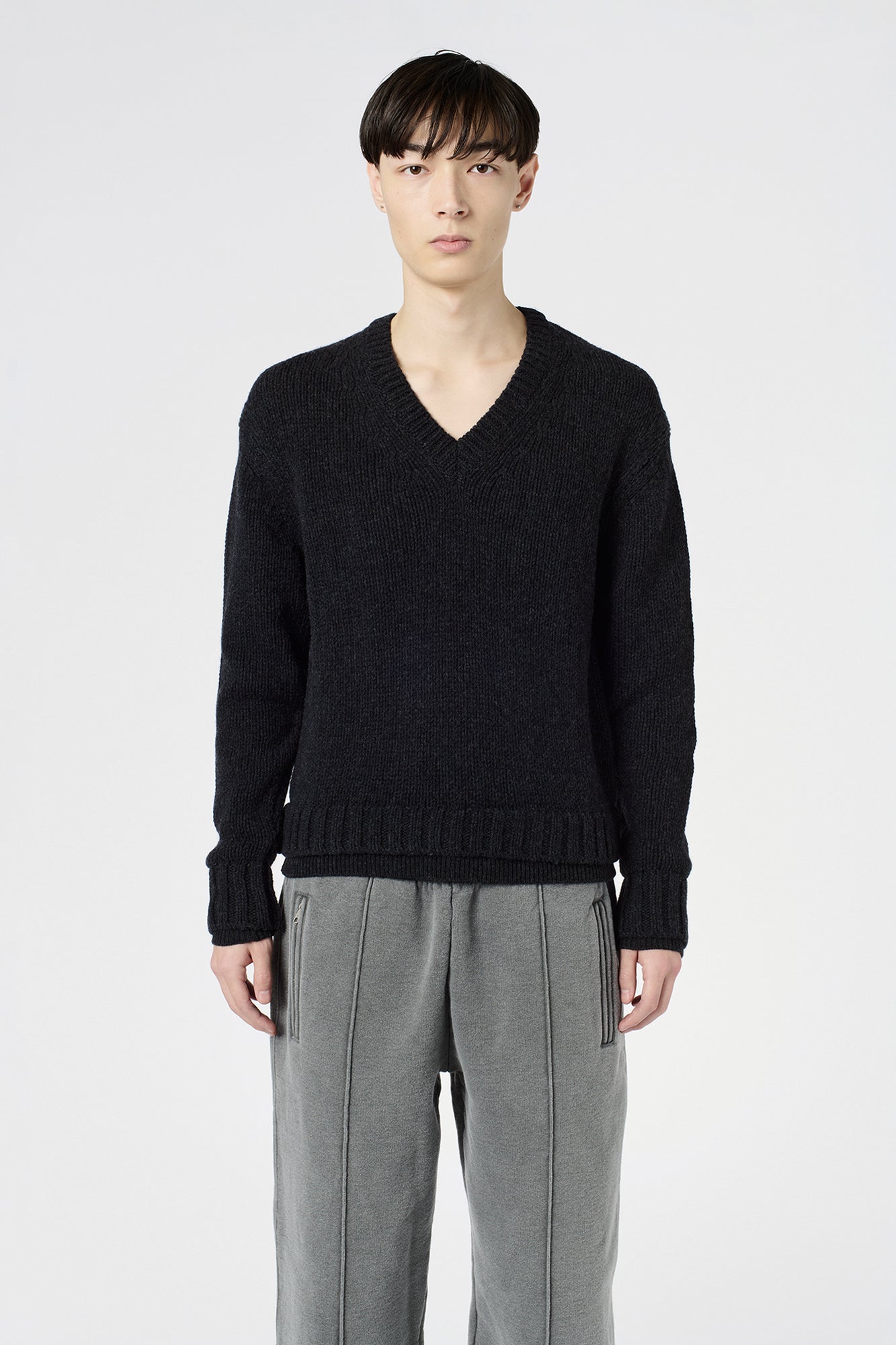 OUR LEGACY FALSE V-NECK Charcoal Low Twist Merino