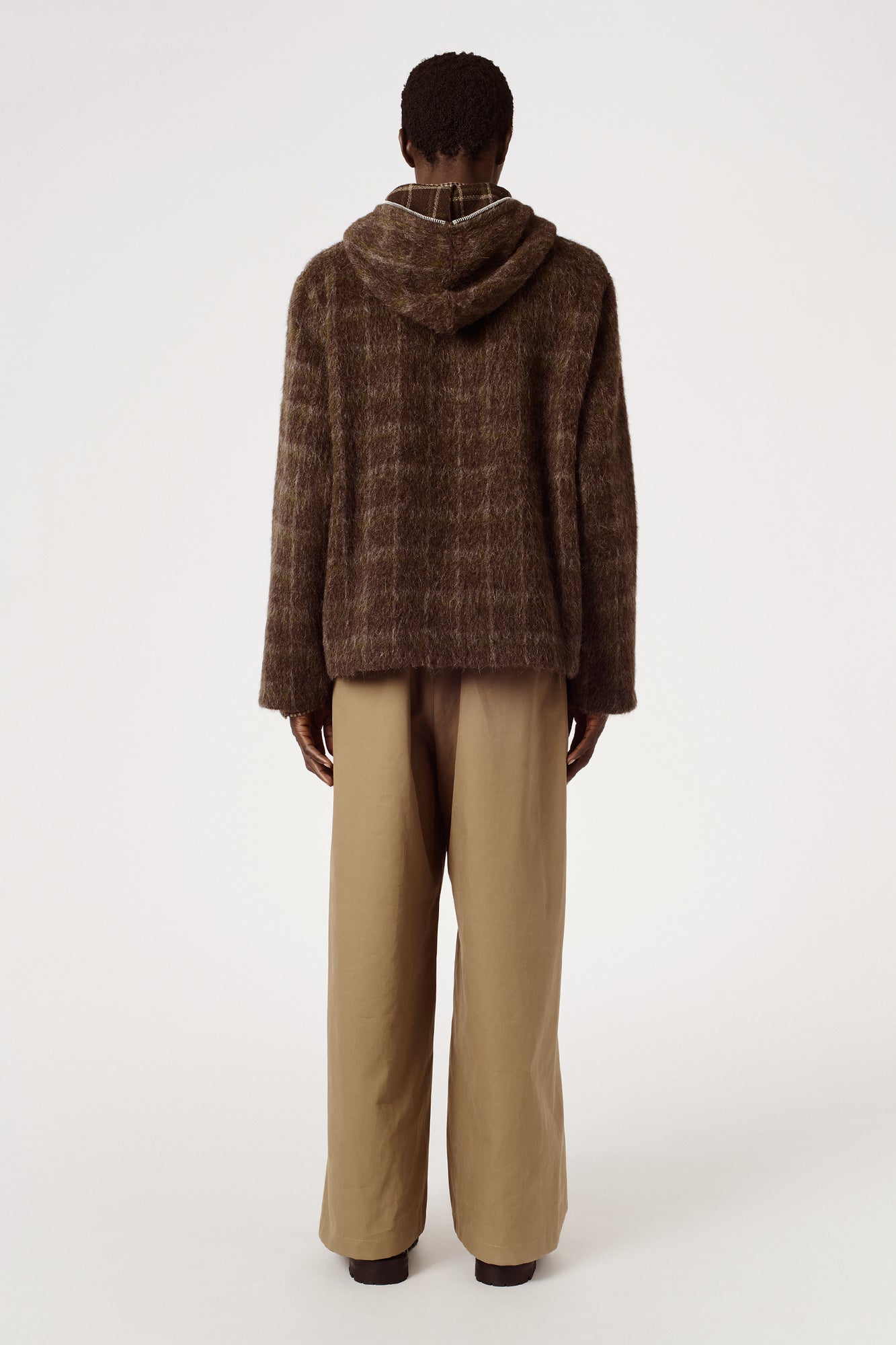 Our legacy Full zip Dorf Check Hairy Wool