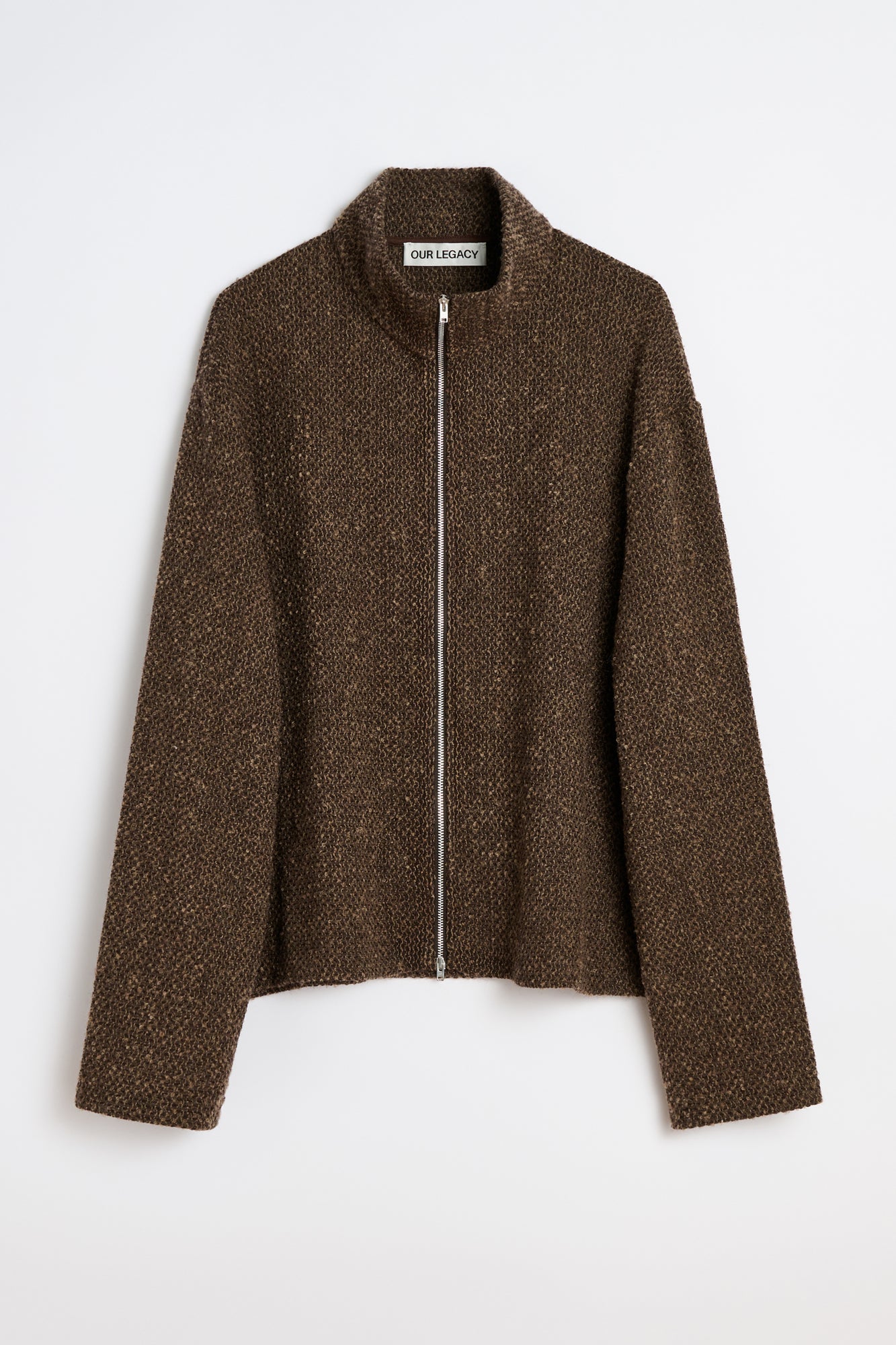SHRUNKEN FULLZIP POLO Brown Sparse Buckle Weave