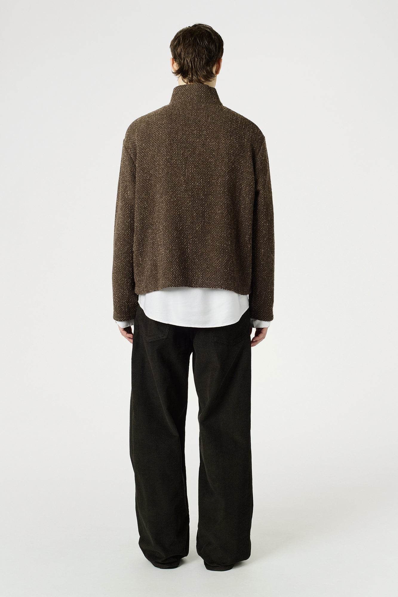 SHRUNKEN FULLZIP POLO Brown Sparse Buckle Weave