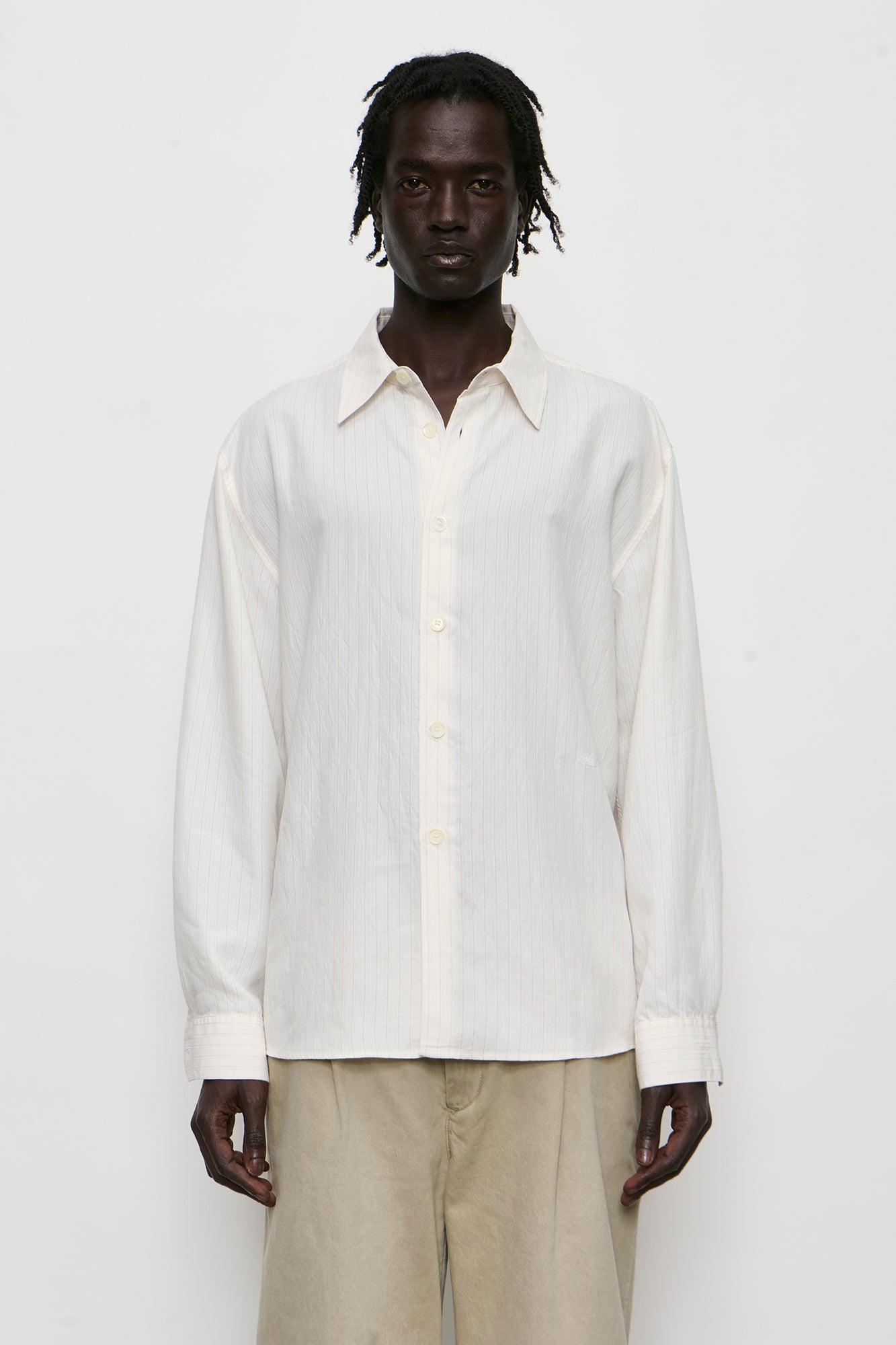 Our legacy BEYOND SHIRT Cream Stripe Ceremony Viscose