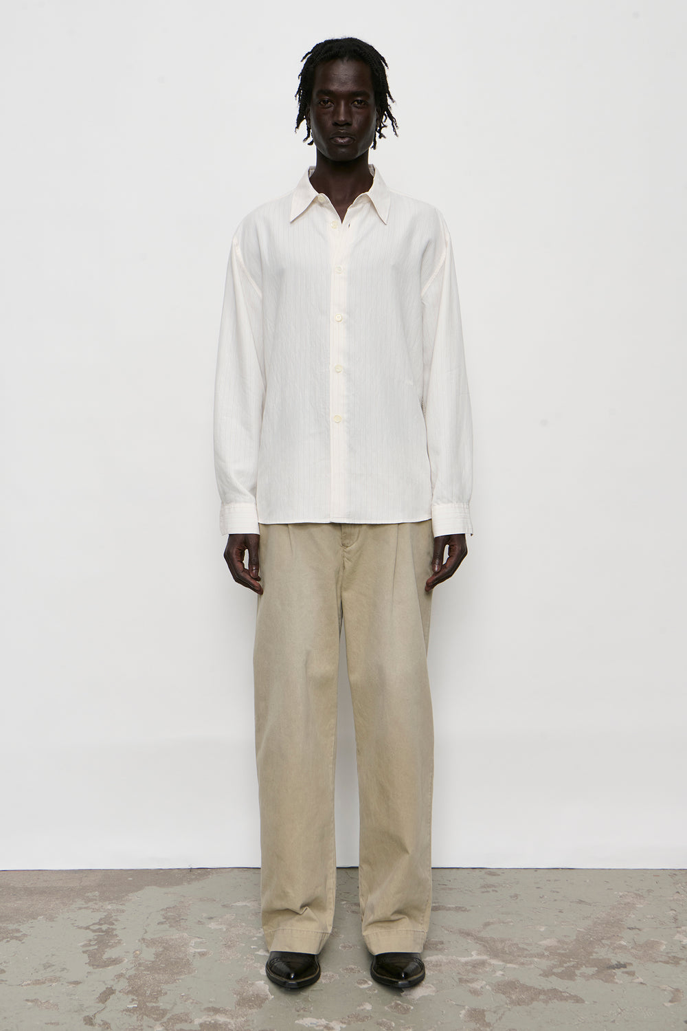 Our legacy BEYOND SHIRT Cream Stripe Ceremony Viscose
