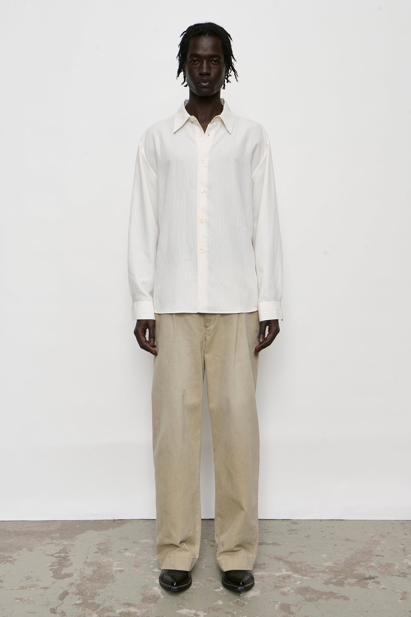 Our legacy BEYOND SHIRT Cream Stripe Ceremony Viscose