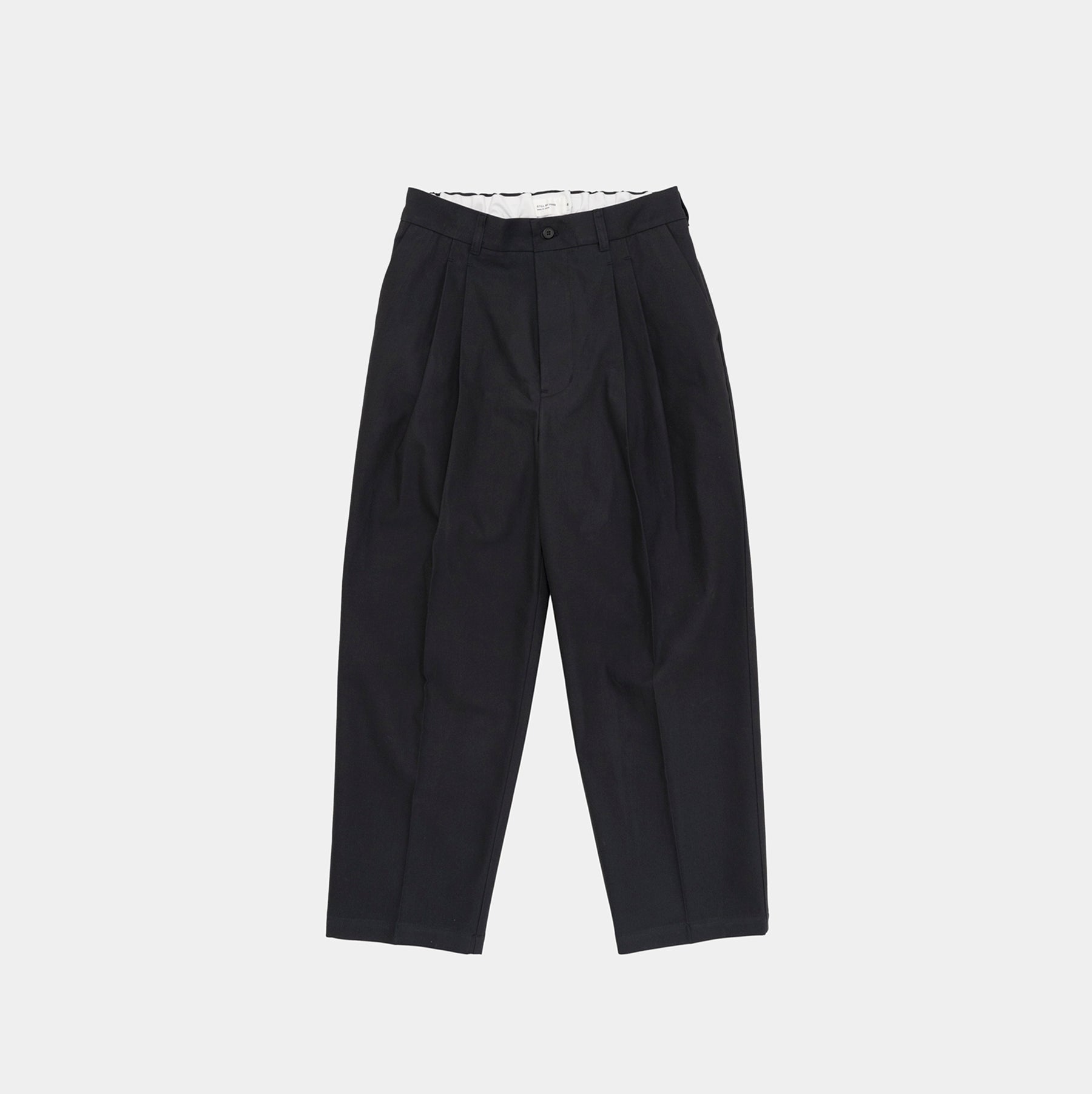 Still By Hand Deep tuck pressed pants black navy