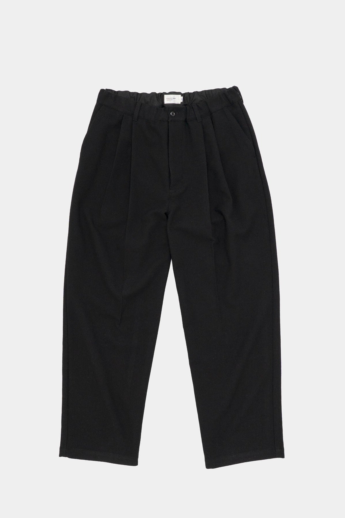 Still BY hand  Wool mixed deep tuck pants black