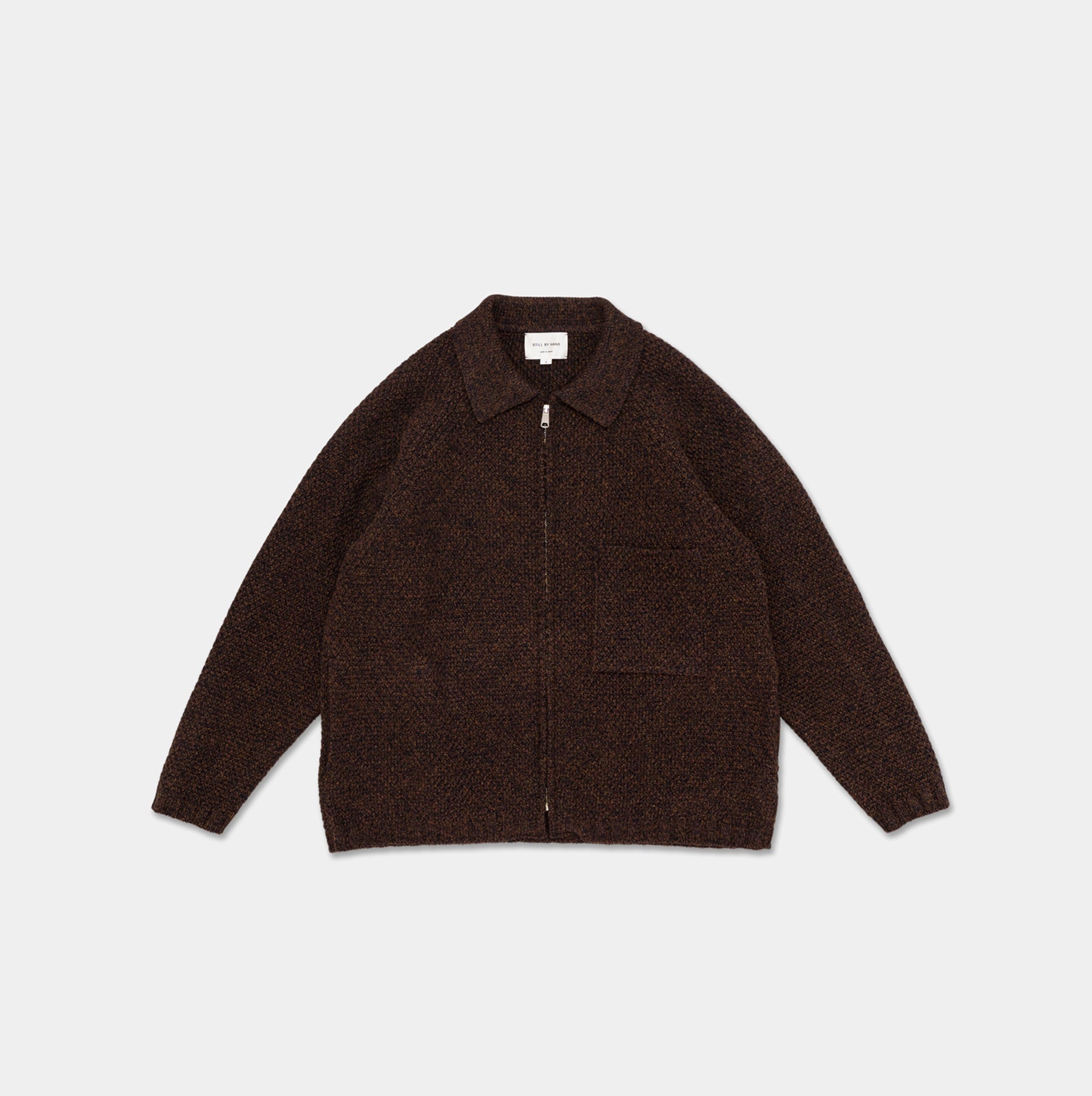 Still By Hand 5G knitted blouson Melange Brown