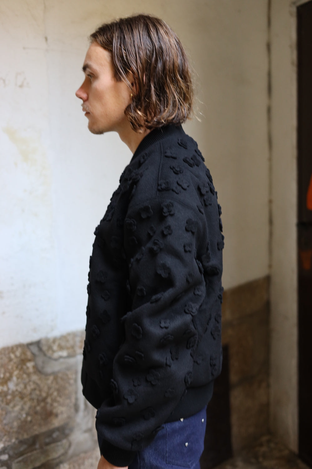 ARTE FLOWER BOMBER JACKET BLACK