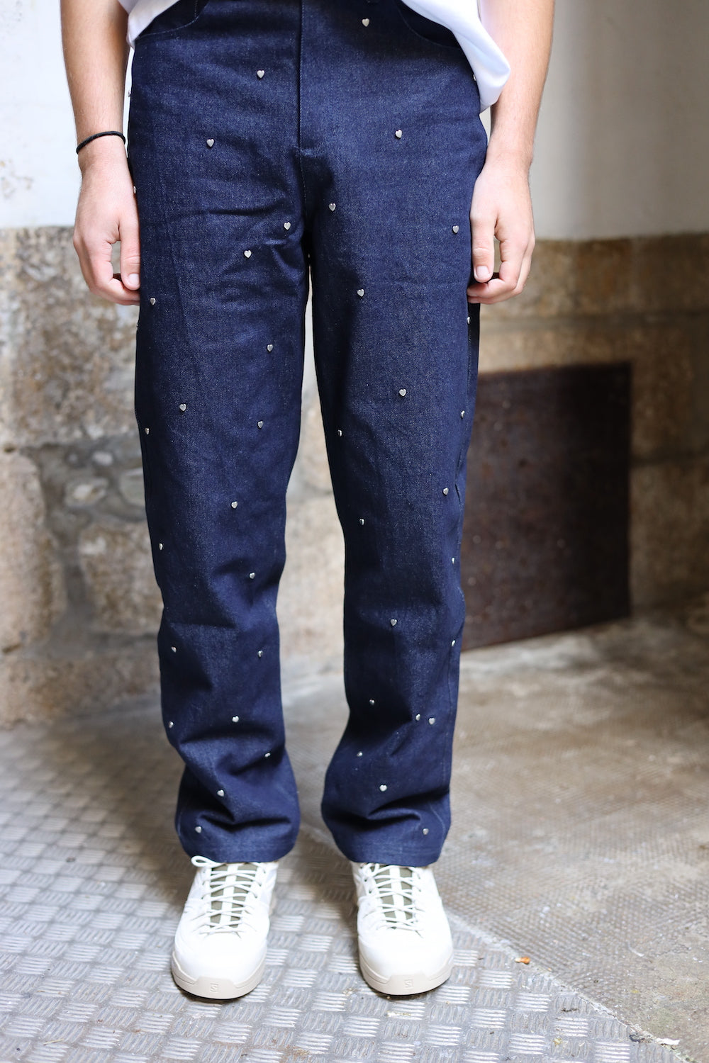 ARTE LOOSE HEART DENIM PANTS BLUE