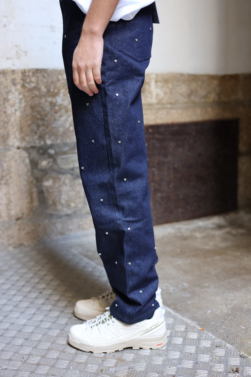 ARTE LOOSE HEART DENIM PANTS BLUE