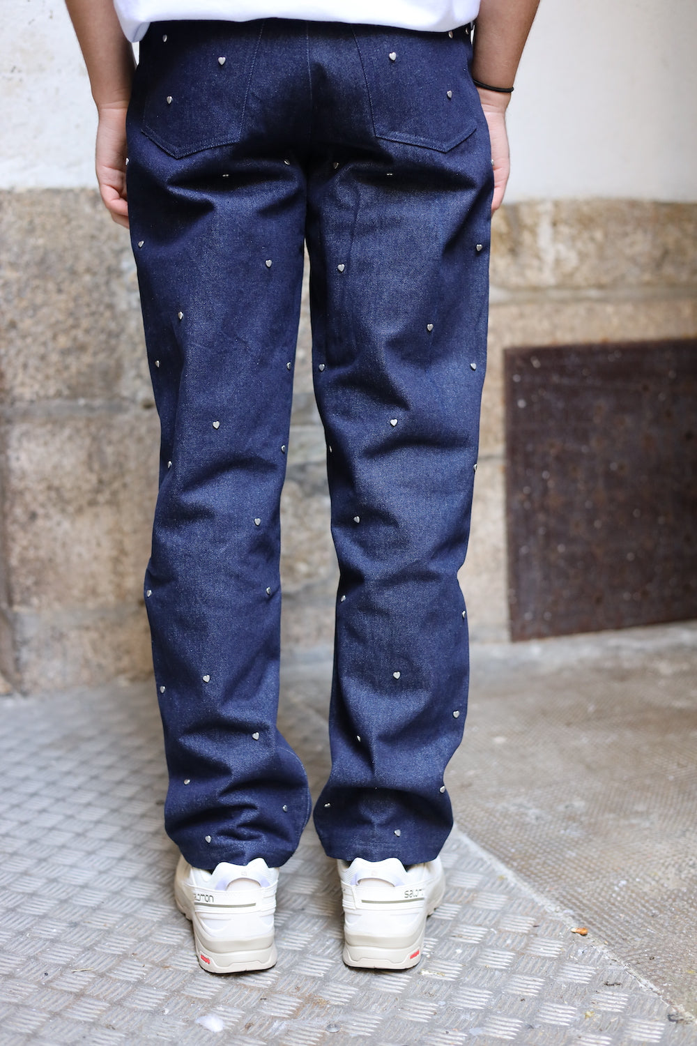 ARTE LOOSE HEART DENIM PANTS BLUE