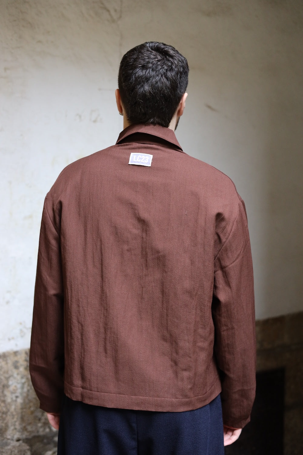 LC23 NYLON LINEN OVERSHIRT BROWN