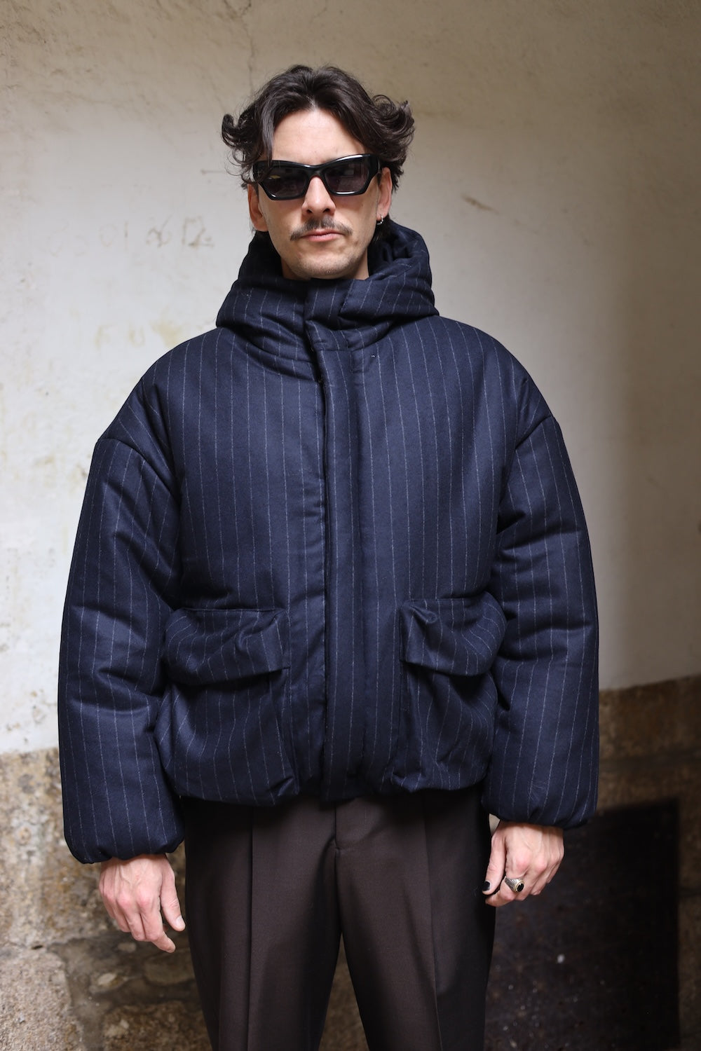 LC23 Gessato Flannel down jacket