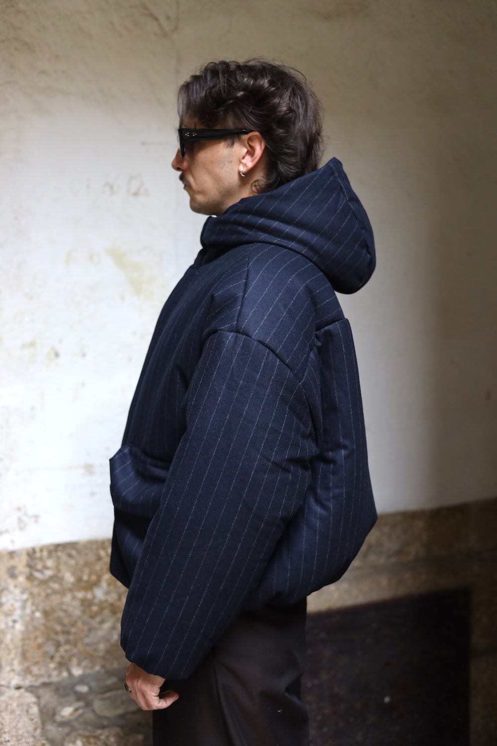 LC23 Gessato Flannel down jacket