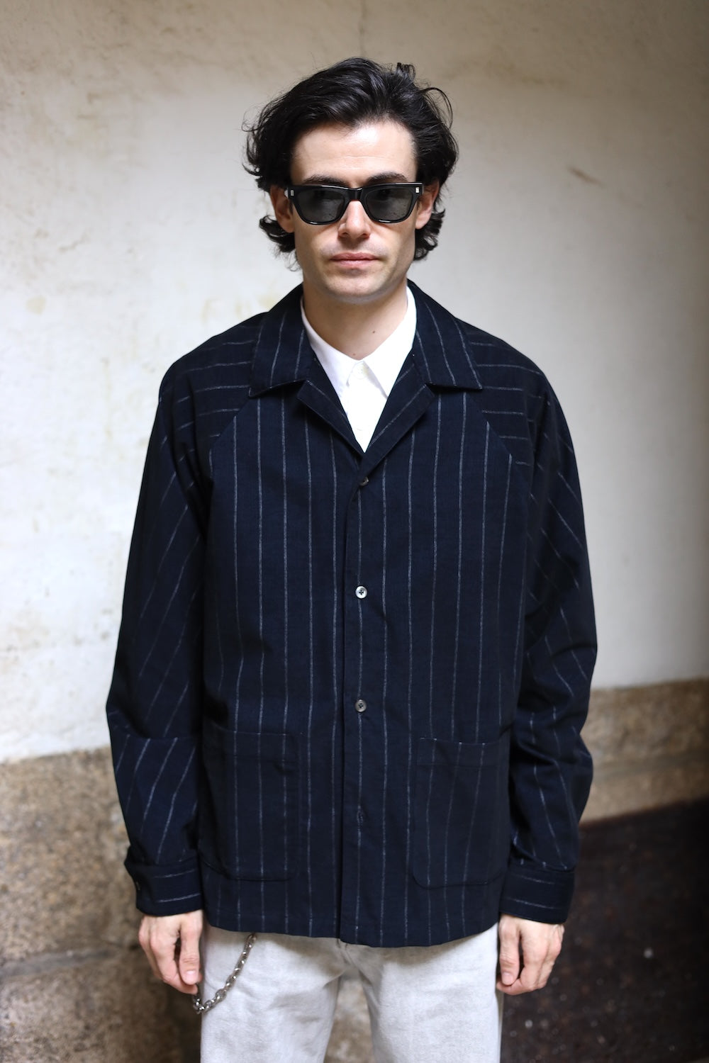 AKOG SONGINO SHIRT NAVY PINSTRIPE CORDUROY