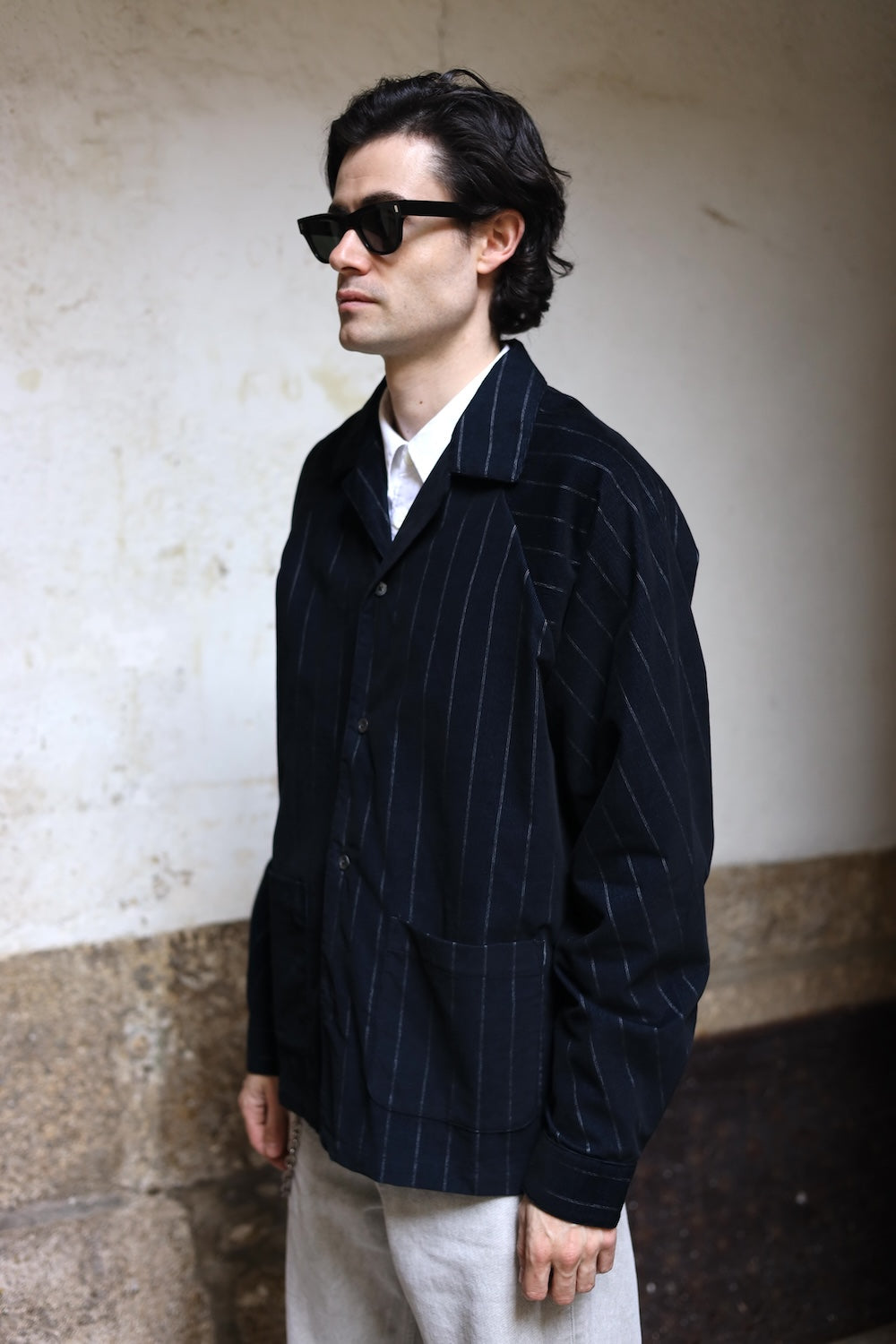 AKOG SONGINO SHIRT NAVY PINSTRIPE CORDUROY