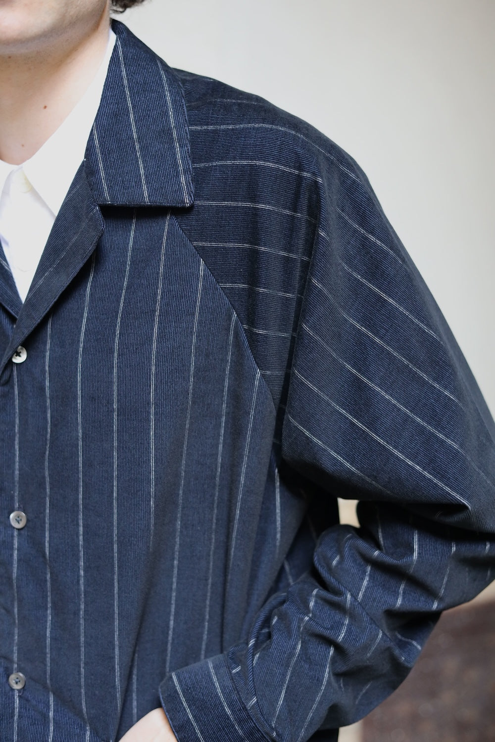AKOG SONGINO SHIRT NAVY PINSTRIPE CORDUROY