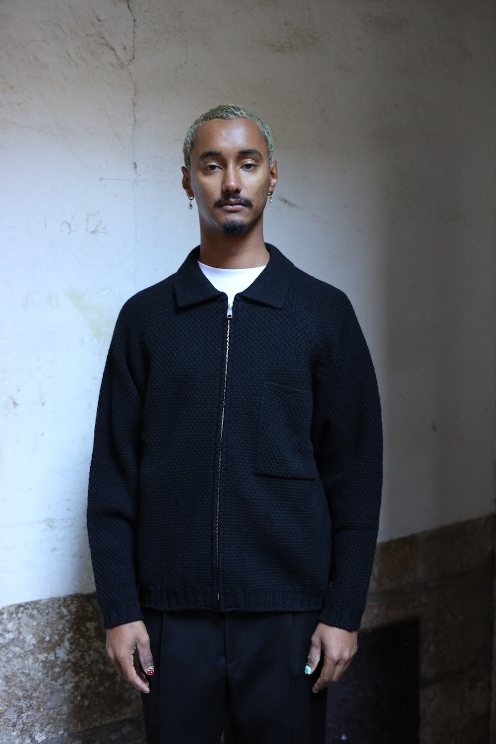 Still By Hand 5G knitted blouson Black