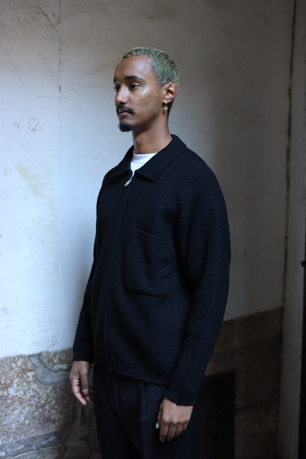 Still By Hand 5G knitted blouson Black