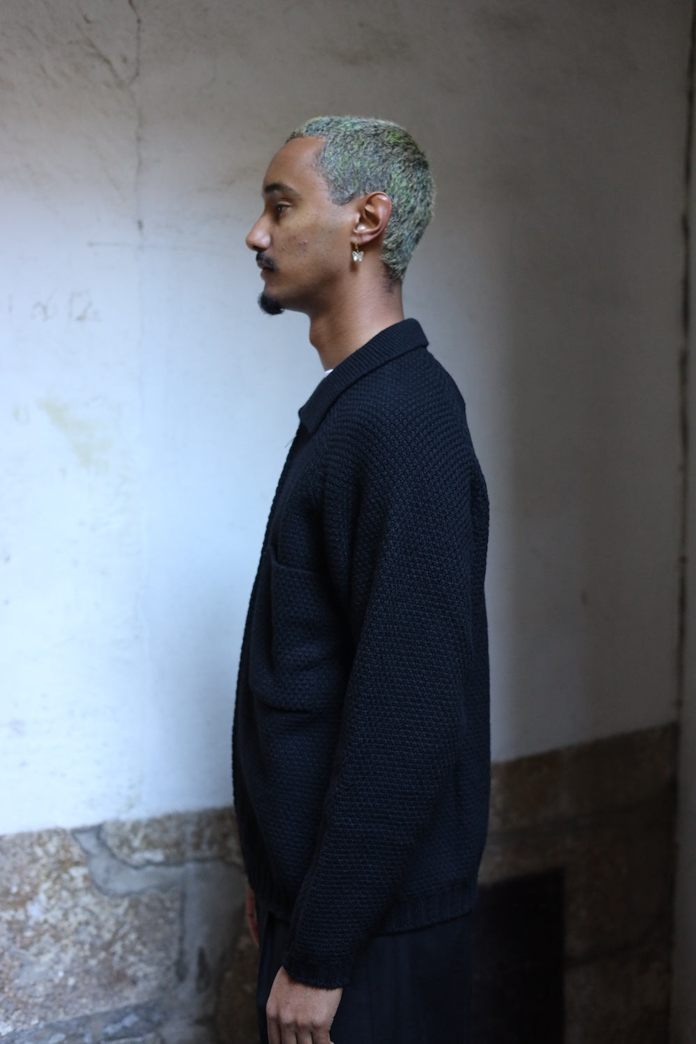 Still By Hand 5G knitted blouson Black