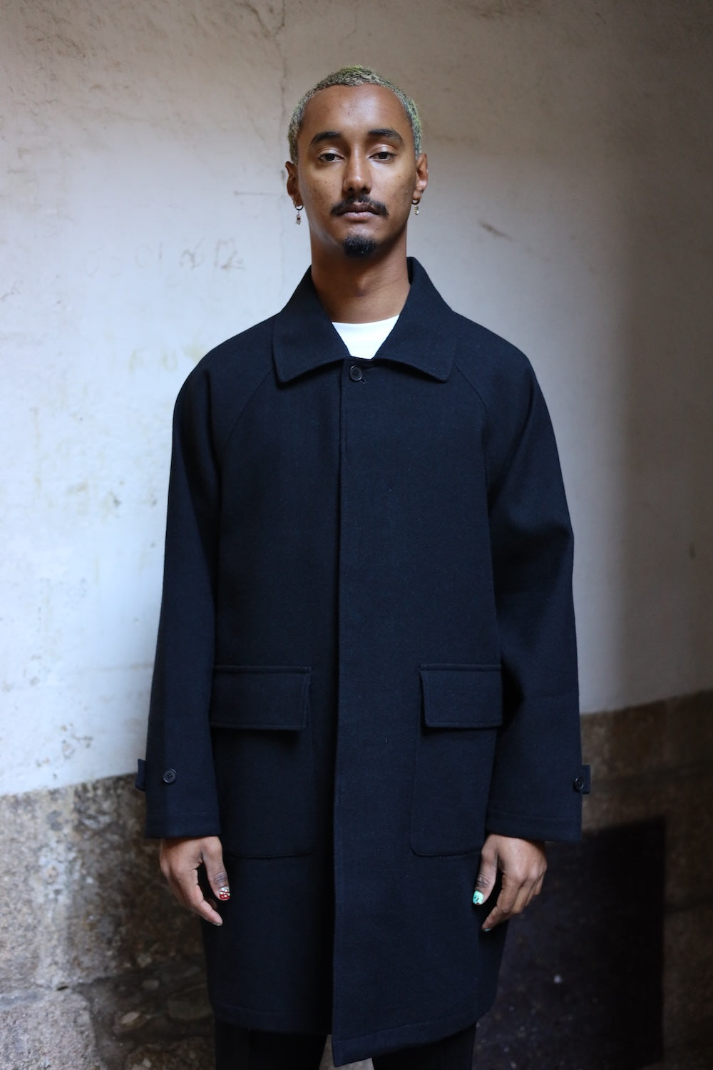 Still By Hand W/N bal collar coat Black Navy