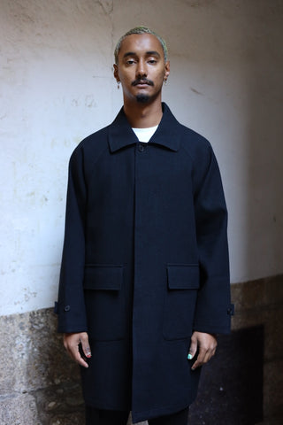 Still By Hand W/N bal collar coat Black Navy