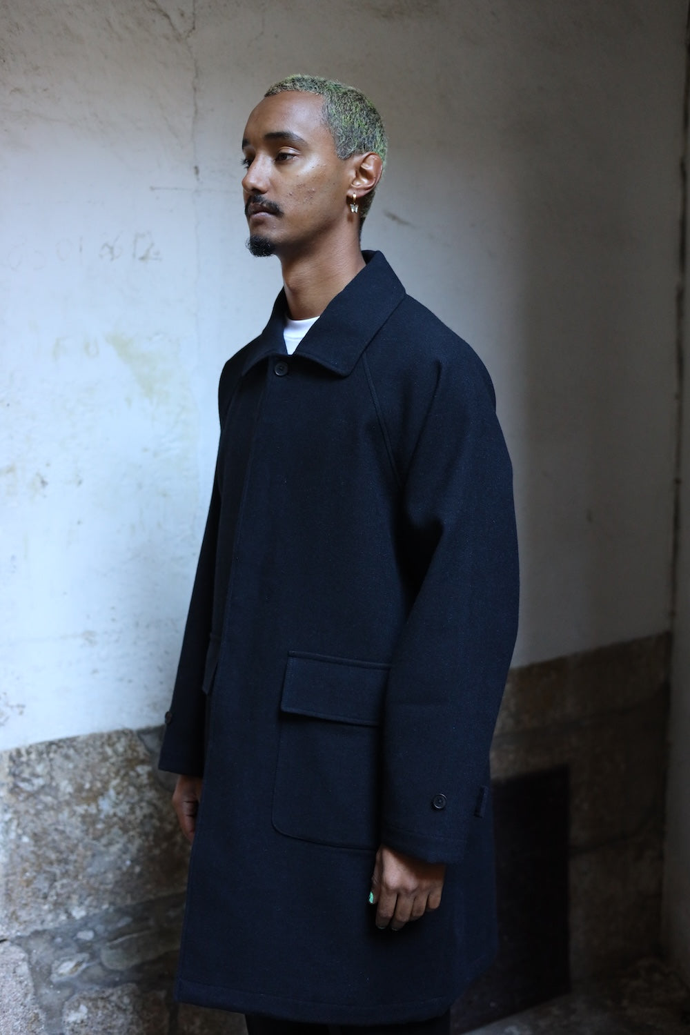 Still By Hand W/N bal collar coat Black Navy