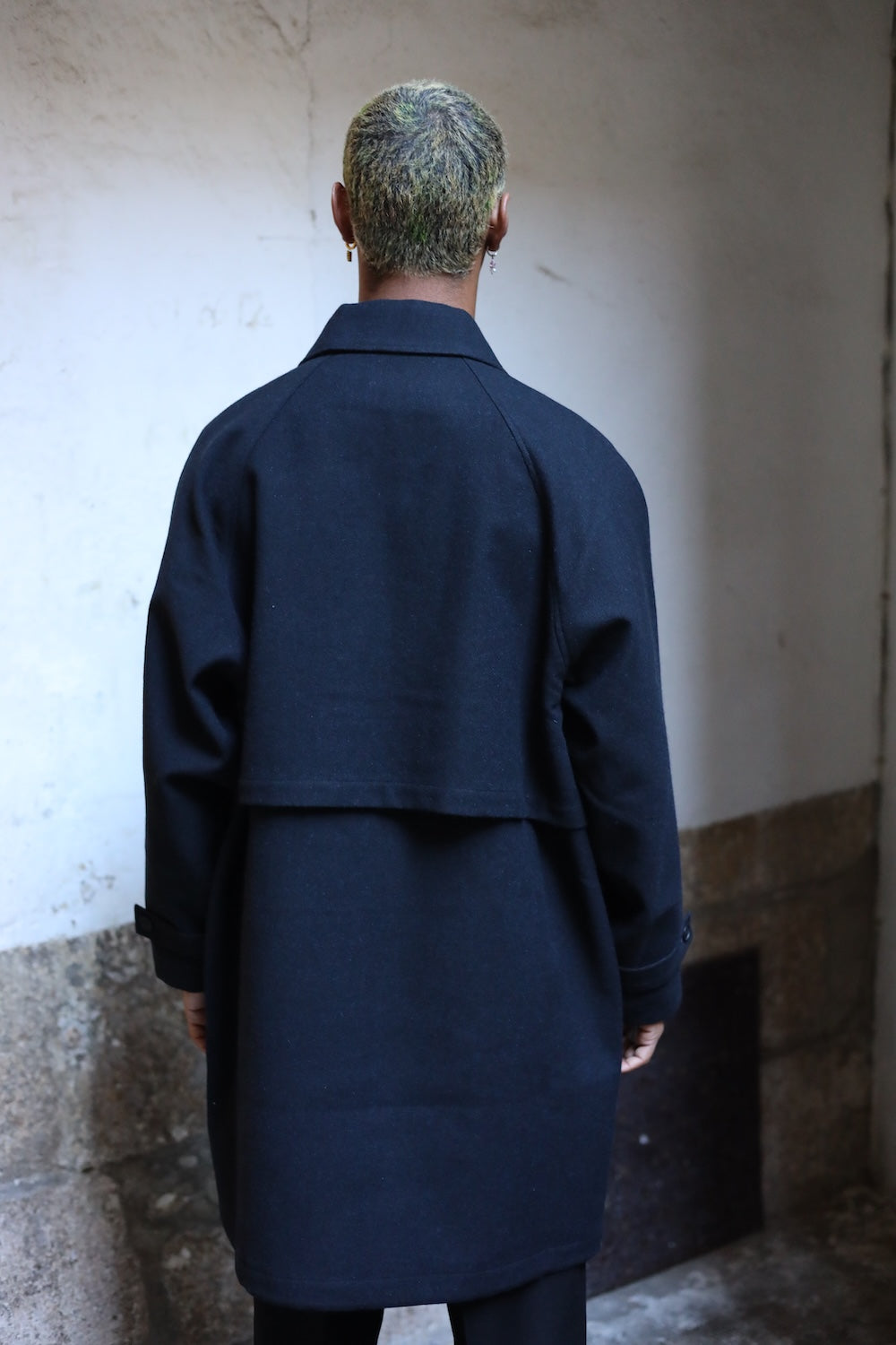 Still By Hand W/N bal collar coat Black Navy