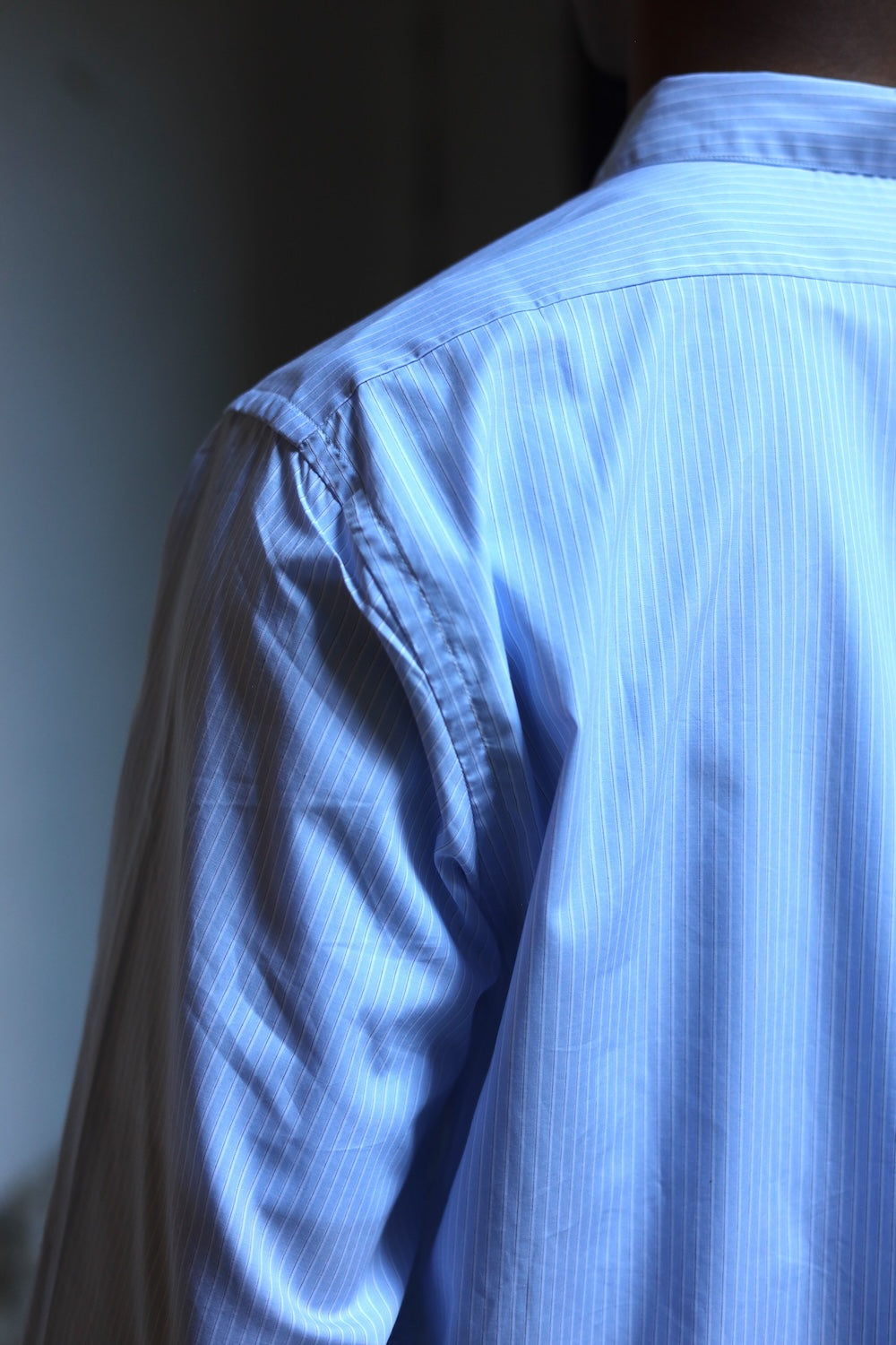 Still By Hand Regular collar shirt Blue Stripe