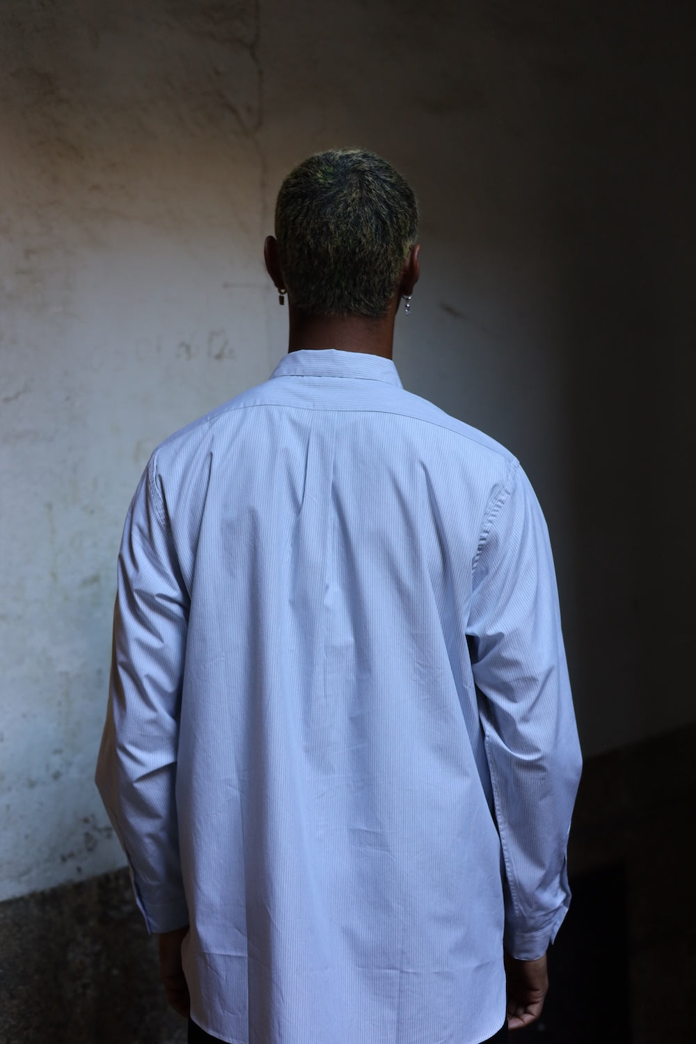 Still By Hand Regular collar shirt Grey Stripe