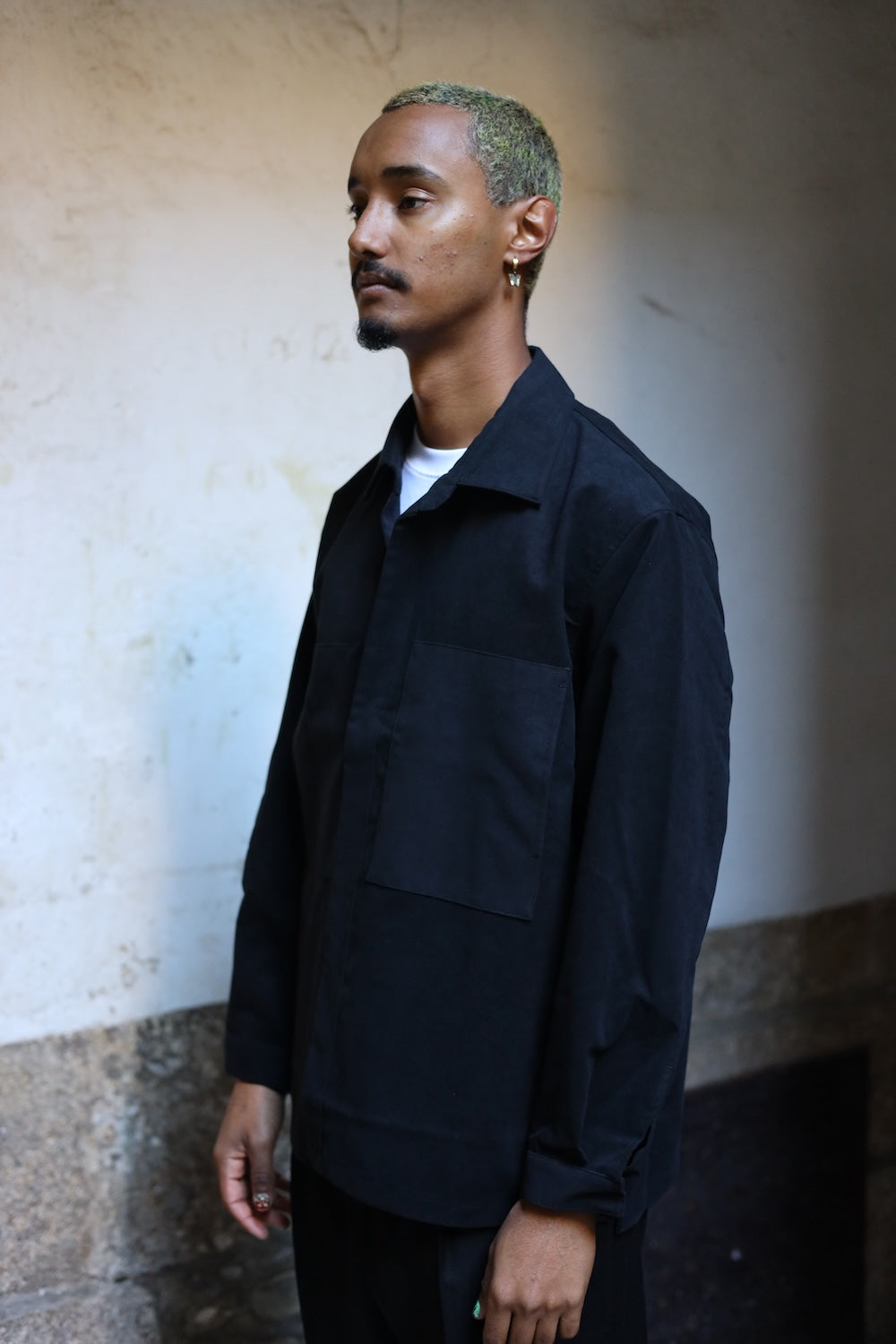 Still By hand Synthetic leather over shirt black