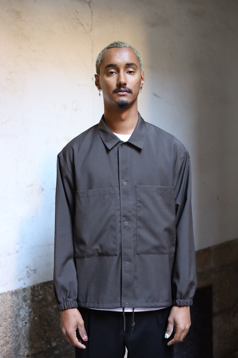 Still By Hand Double pocket shirt jacket Dark brown