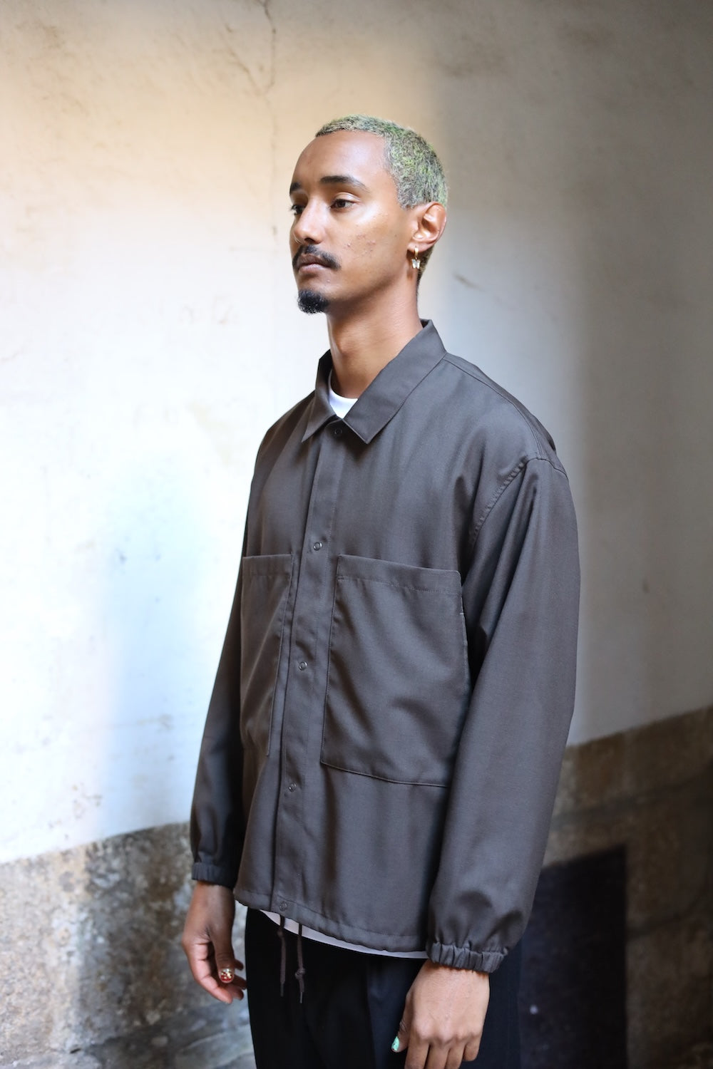 Still By Hand Double pocket shirt jacket Dark brown