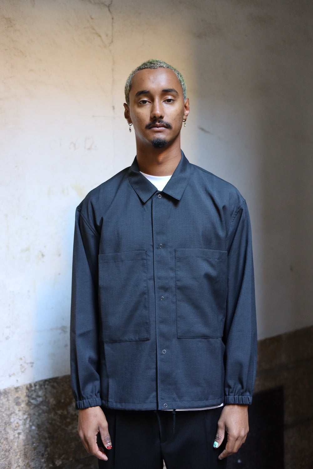 Still By Hand Double pocket shirt jacket Charcoal