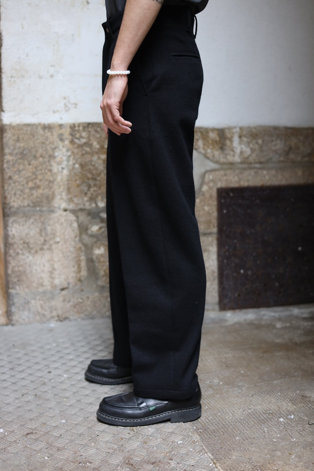 Lady White Co. CRATER WOOL TROUSER - BLACK