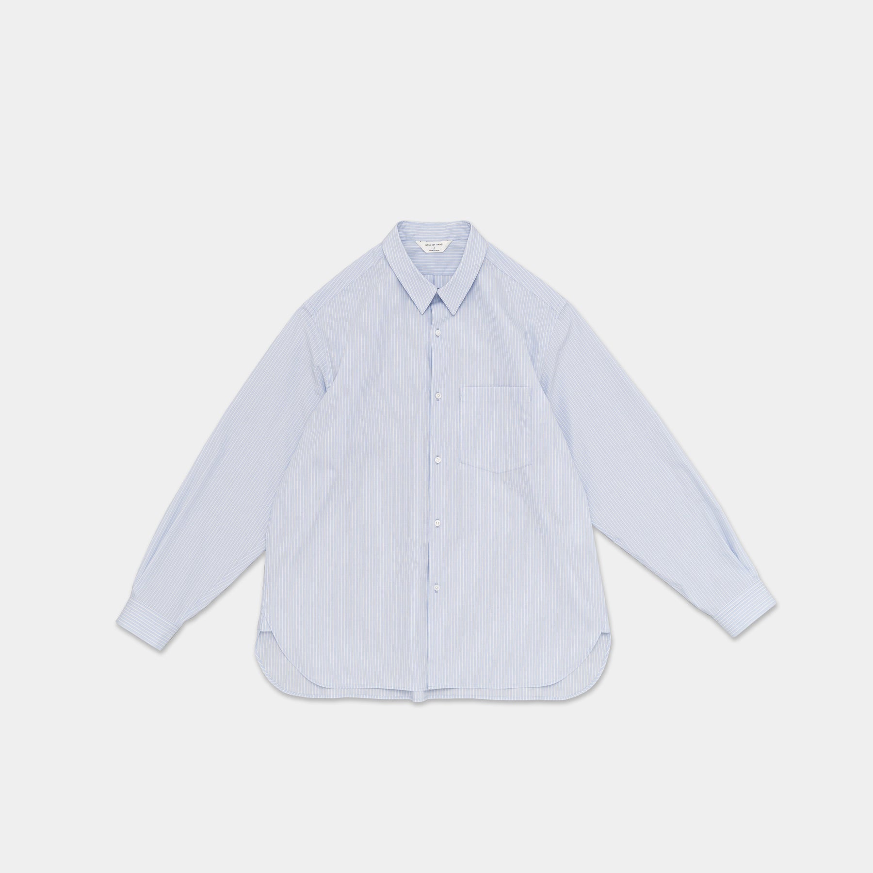 Still By Hand Regular collar shirt Blue Stripe