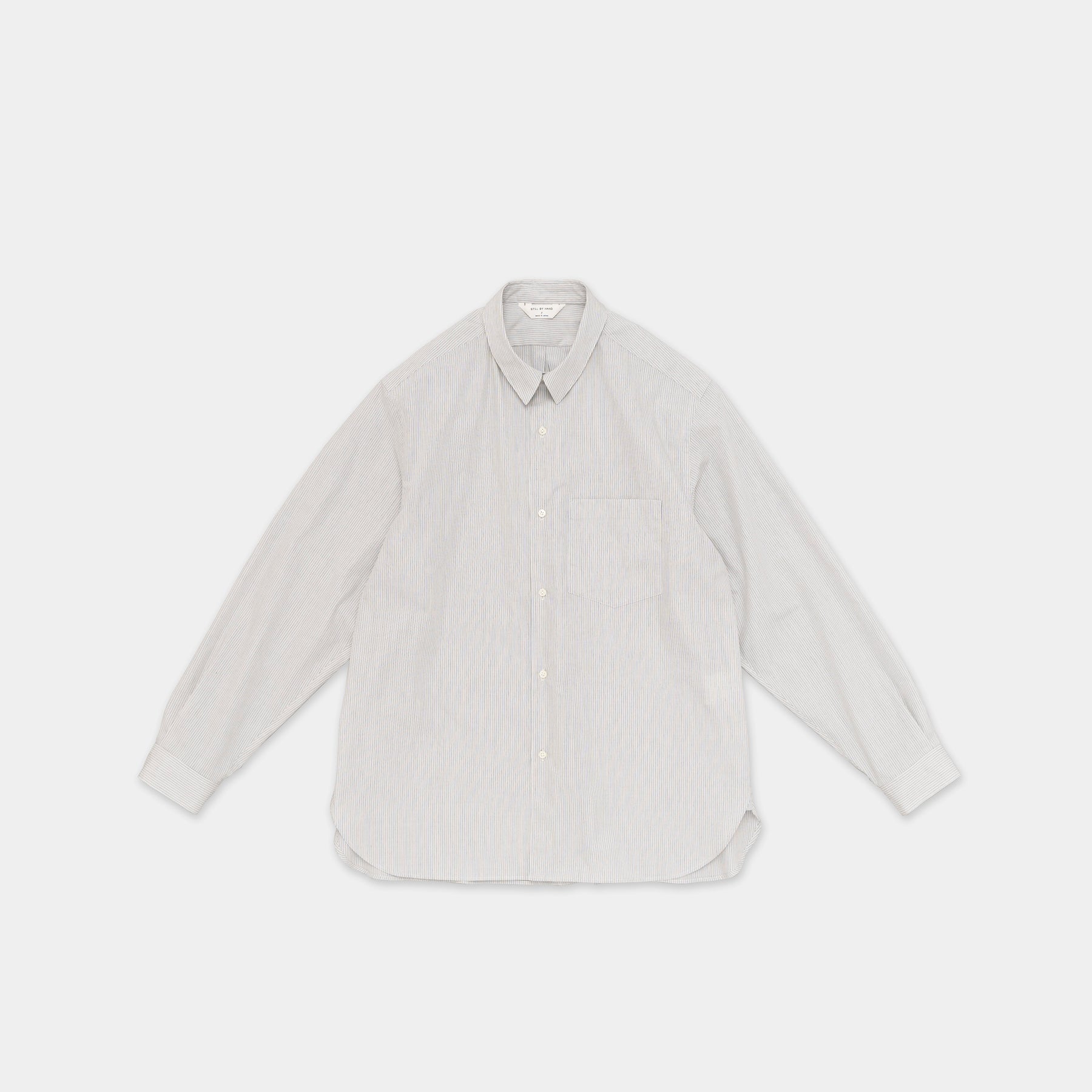 Still By Hand Regular collar shirt Grey Stripe
