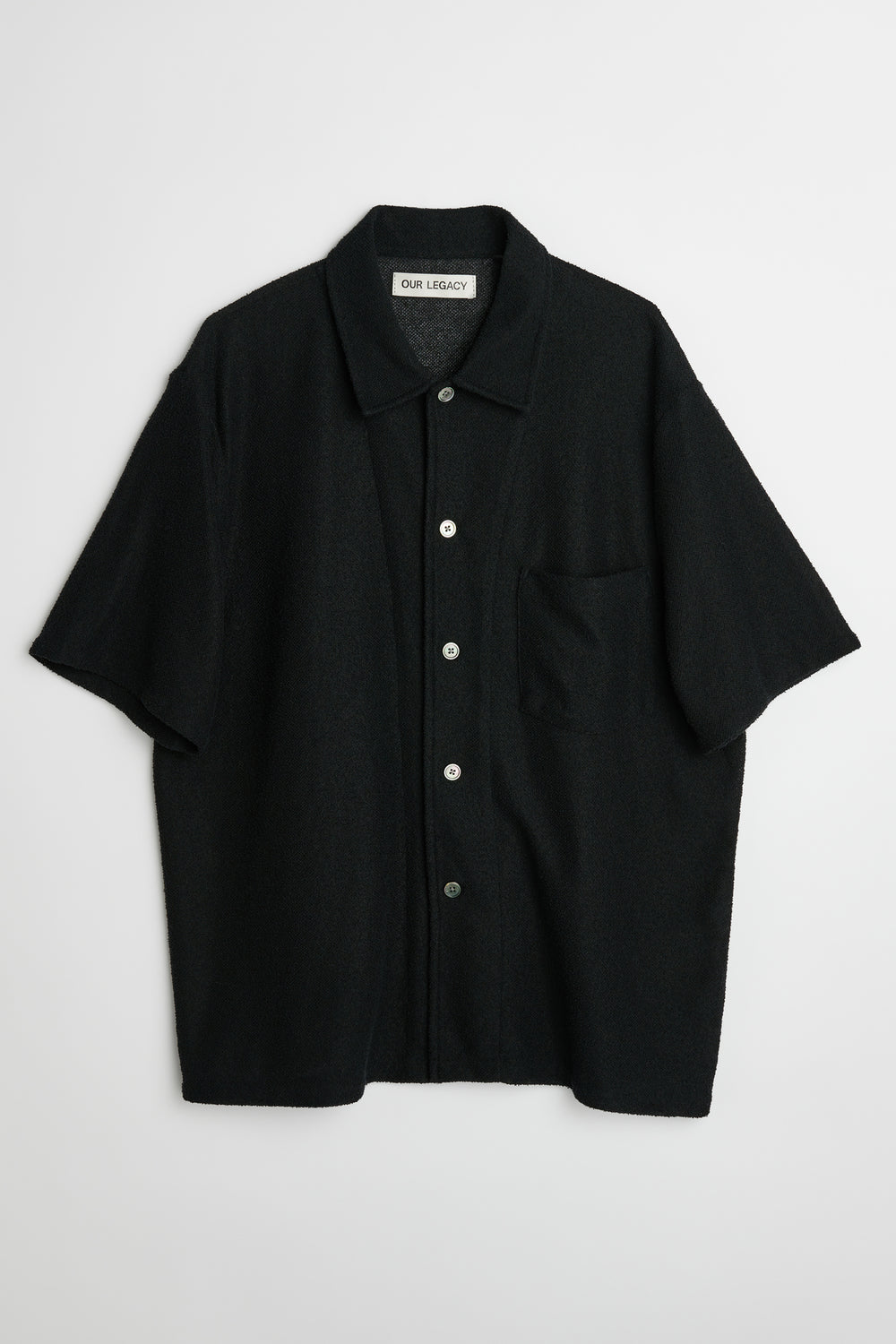 OUR LEGACY BOX SHIRT SHORTSLEEVE, Black Boucle