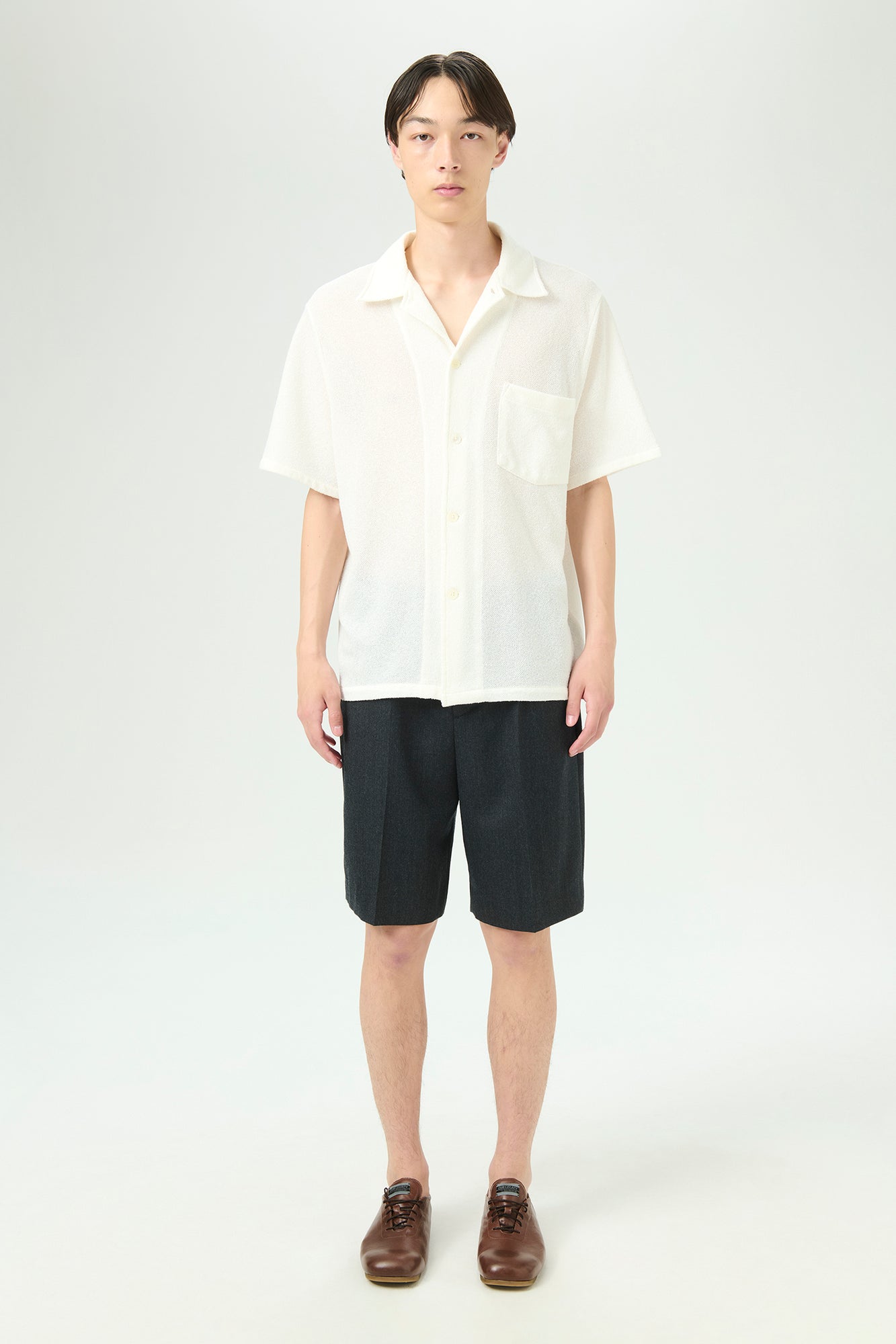 OUR LEGACY BOX SHIRT SHORTSLEEVE, White Bouclé