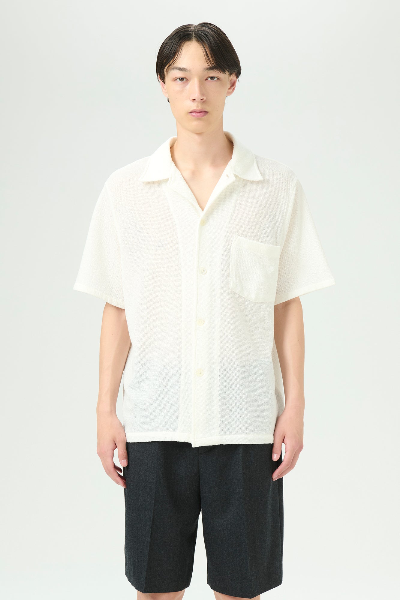 OUR LEGACY BOX SHIRT SHORTSLEEVE, White Bouclé