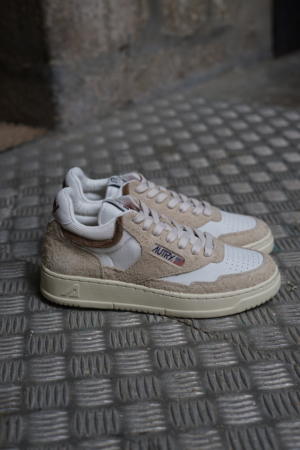 White and beige autry sneakers 