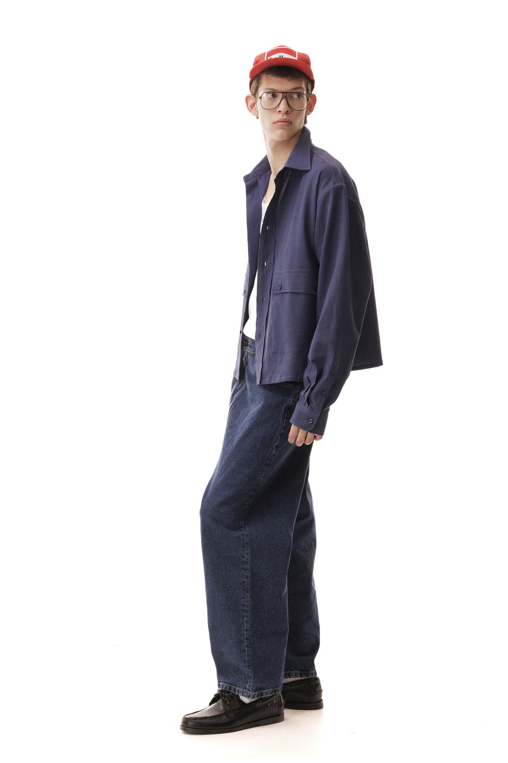 LC23 Boxy Seersucker Navy