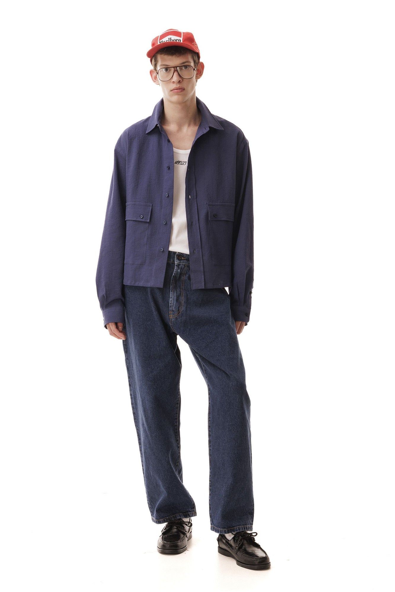 LC23 Boxy Seersucker Navy