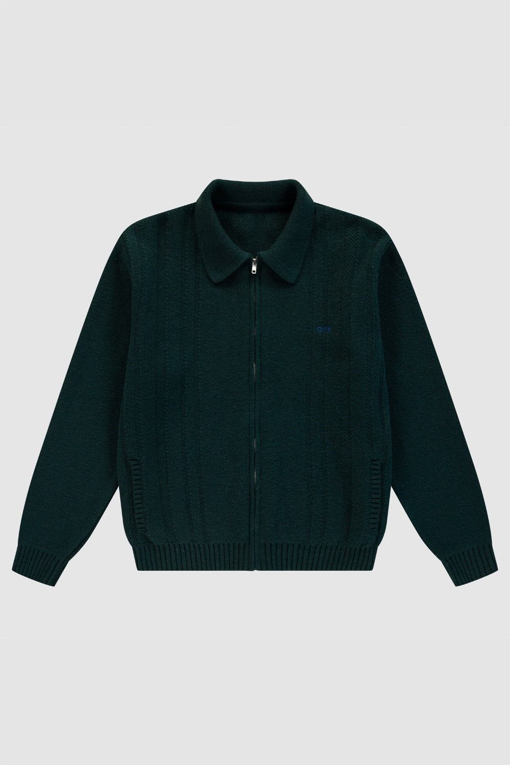 Arte Cable Knit Zip Cardigan Green