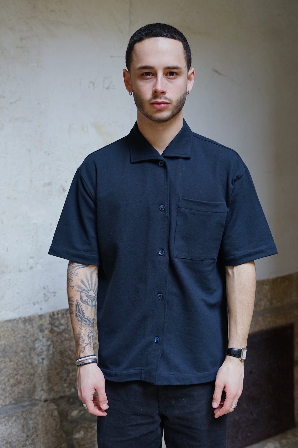 Arpenteur Wide Collar Shirt Navy