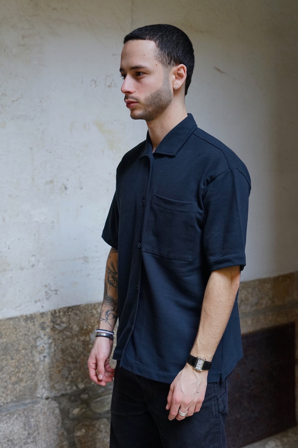 Arpenteur Wide Collar Shirt Navy